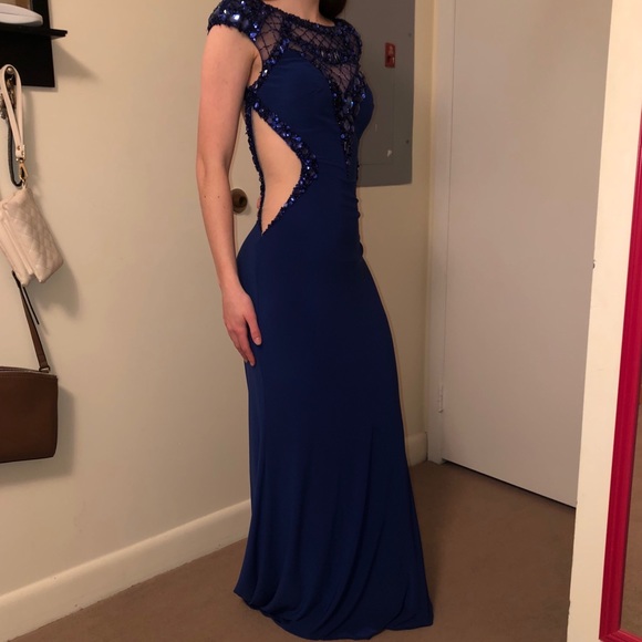 Royal Blue Sherri Hill Prom Dress - Picture 2 of 8